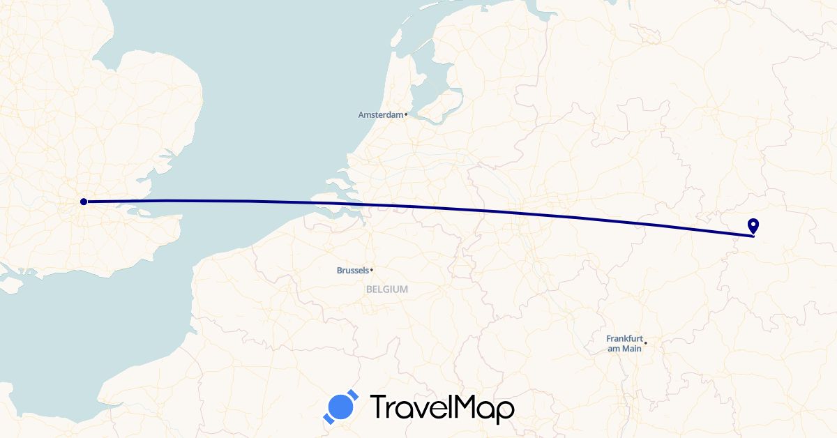 TravelMap itinerary: driving in Germany, United Kingdom (Europe)